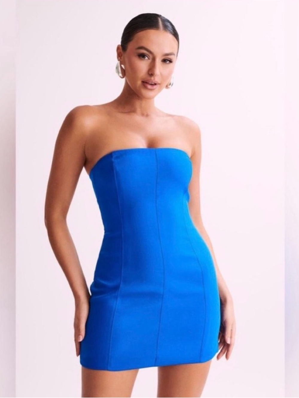 NWT Meshki Maci Crepe Strapless Bodycon Mini Dress in Cobalt Blue size XXL